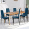 IDMarket - Set mit 6 Stühlen Julia aus blauem Samt für Esszimmer