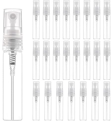 24 Piezas 5ml Mini Botella Spray, Botella de Spray rellenable Vacío Pequeña, Botella de Pulverizadora Transparente Portátil Viaje Botellas de Spray Atomizador para Perfume