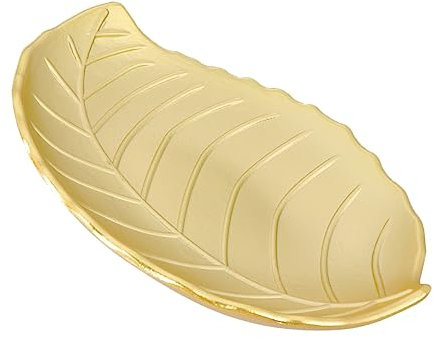 Yardenfun Holztablett in Blattform Gold Dekoratives Speise- Und Schmuckablagetablett Mittlere Größe Langlebiges Material Vielseitig Für Wohnzimmer Und Schlafzimmer