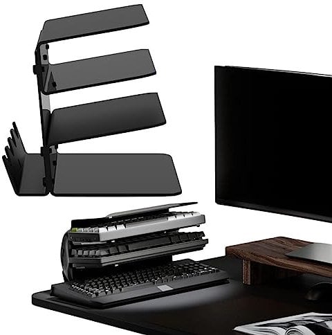 Yusheng Keyboard Mouse Storage Rack | 3-Tier Frame Keyboard Stand Shelf - Keyboard Organizer with Smooth Surfaces for Study Room, Exhibition Halls, Collection Cabinets, Keyboard Stores