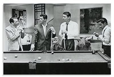 The Rat Pack Playing Billard-Poster, schwarz-weiß, Foto-Wandkunst-Poster, Leinwand-Kunstdrucke für Wanddekoration, Raumdekoration, Schlafzimmer, Dekoration, Geschenke, 40 x 60 cm, ungerahmt