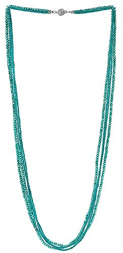 COOLSTEELANDBEYOND Türkis Blau Perlen Lange Statement Halskette Multi-Schichten Kette Mit Kristall Perlen Charme Anhänger