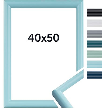 DÖRR Bilderrahmen Aqua - Moderne Farben - Klassischer Schlichter Rahmen - Echtes Glas - Echt Holz - From Italy Mintgrün 40x50