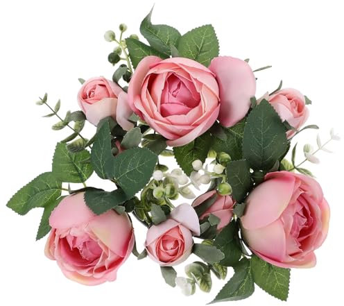 Uonlytech Blumen Blätter Kranz Künstliche Rosenkerzenringe Esszimmertischdekoration Kleine Kerzenkränze Blumenkerzenringe Kerzenringe Kerzenhalter Esstisch Seidenblume Dekorationen
