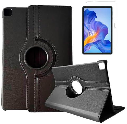 TODOBARATO 24HORAS Funda para Honor Pad X8 10.1 Negra Giratoria 360 + Protector de Pantalla Cristal Templado 9H
