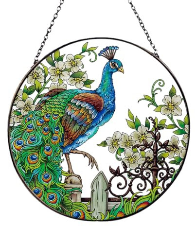 Zayookey Paon Attrape-Soleil Multicolor Verre Fenêtre Sun Catcher Pendentif Suspendu Cristal Ornements da Maison Suncatcher Décorations pour Jardin Home Murale