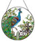 Zayookey Bunt Pfau Sonnenfänger Fensterbehang Buntglas 16.5cm Fenster Wand Hängende Dekoration Stained Glass Sun Catcher Pfau Anhänger für Innenfenster Wanddekorationen Garten