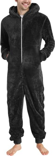 KONG JIMFAN Herren Thermounterwäsche Set Herren Hose Stretch Comfort Weihnachts Familien Outfit Strumpfhose Herren Thermoshirt Herren Langarm Fussball Winter Klamotten Herren(1-Black,L)
