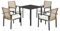 Outsunny Rattan Sitzgruppe, 5-TLG. Gartenmöbel Set, Balkonset für 4 Personen, Balkonmöbel mit 1 Tisch, 4 Stühlen, Gartengarnitur inklusive Kissen, für Garten, Terrasse, Natur