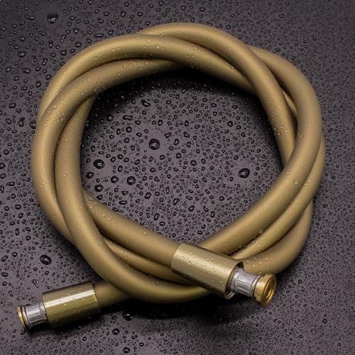 briskspring Shower Hose, Ultra-Soft Silicone Long Shower Hose Replacement, Anti-Kink Designed Handheld Shower Head Hose Extension with Brass Insert and Nut, 59 Inches, Gold