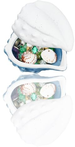 GOMAKERER 1 plateau à Bijoux en Coquillage avec Couvercle, Pot de Rangement en Porcelaine de Style Océan Bol à Clés Plats à Bonbons Plateau à Bibelots pour Décorations D'Exposition de Table D'Entrée