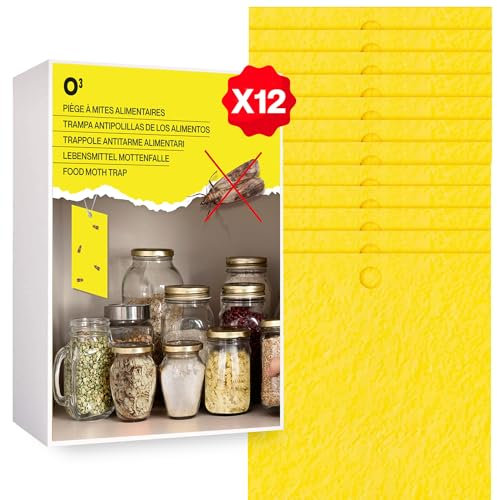 O³ Antitarme Alimentari Feromoni [ 12 Pezzi ] Anti tarme del Cibo, Anti farfalline, Trappole tarme della Farina - antifarfalline da Cucina, Cattura Farfalle dispensa con feromone (12)