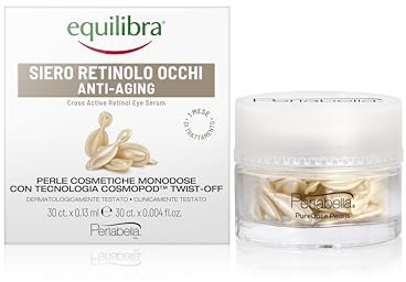 Equilibra, Siero Retinolo Occhi, Azione Anti-aging, Idratante ed Elasticizzante, 30 perle, con Retinolo Puro 100%, Siero Viso, Perle Ermetiche, Prive di Acqua e Conservanti