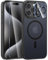 FNTCASE für iPhone 15-Pro-Max Hülle Magnetisch: Matt Durchscheinende Rückseite Dünne Handyhülle Militärstandard Fallschutz Stoßfest Robust Kratzfest Translucent Schutzhülle (Schwarz)