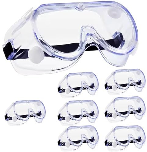 HowseHold Safety Goggles (Pack of 8) Anti Fog Protective Safety Glasses Chemical Splash Resistant Clear Eye Protection for Home Lab Workplace Comfortable Strap