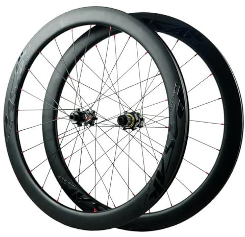 Rennrad Laufradsatz 28mm 700C, Mittelsperrrad Aus Kohlefaser 50mm Scheibenbremse Abgedichtete Lager Nabenräder 1720g for 7–12 Gänge (Farbe : Thru AXLE 15 * 100mm/12 * 142mm, Size : 50MM)