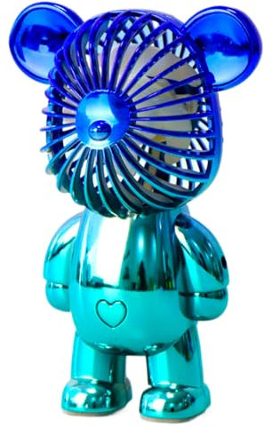 Credelin Handheld Mini Fan, Portable Personal Fan Battery Powered USB Rechargeable Fan with 3 Speeds Adjustable Cute Bear Design for Outdoor, Office, Travel, Summer, Kids Girls (Blue)
