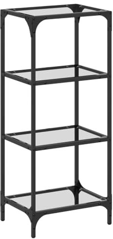 vidaXL Regal mit Glasböden, Bücherregal mit Stauraum, Standregal für Wohnzimmer Schlafzimmer, Wandregal Beistellregal, Transparent Stahl