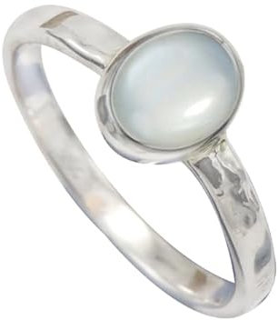 JEWELFORCE 925 Sterling Silber Weißer Mondstein-Edelstein-Ring für Herren und Damen, Stein-Bandring, Ring aller Größen, handgefertigter Schmuck JSR-1080BP_63 (20.1)