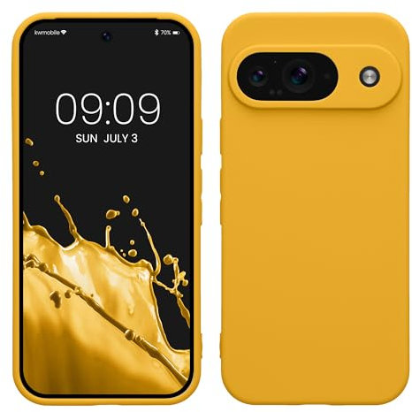 kwmobile Housse Compatible avec Google Pixel 9 Coque - Housse de téléphone en TPU avec Protection Appareil Photo - Miel
