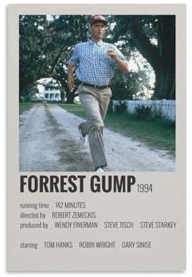 Forrest-Gump Klassisches Filmposter, Gemälde auf Leinwand, Wandkunst, Poster, Rollbild, Wanddekoration, Heimposter, 30 x 45 cm