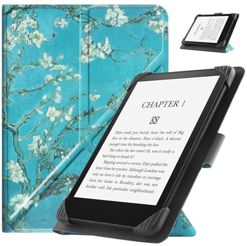 HGWALP Custodia universale per 6.8-7 pollici eReaders, sottile PU Custodia Cover con supporto compatibile con 6.8 pollici 7 pollici Kindle Paperwhite/Kobo/Voyaga/Lenovo/Sony eReaders-Apricot Flower
