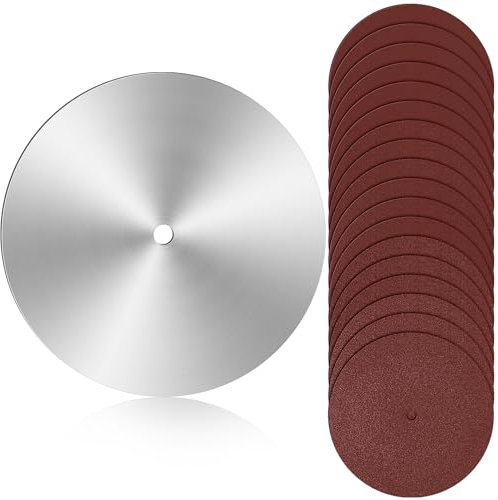 Lanties 10 Sanding Disc for Table Saw 5/8 Arbor Calibration Sanding Disc Balance Blade with 18 Pcs Sandpaper 60 80 100 120 180 240 Grit
