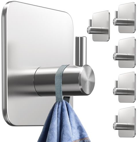 4smile Handtuchhalter ohne Bohren, 6er Set - Edelstahl Klebehaken als Handtuchhaken, wasserdichte Haken selbstklebend - Rostfreie Badezimmer Handtuchhalter, Haken für Bad und Küche