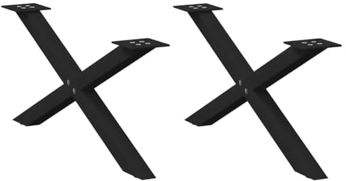 vidaXL Couchtischbeine X-Form 2 Stk. Schwarz 70x(30-31) cm Stahl
