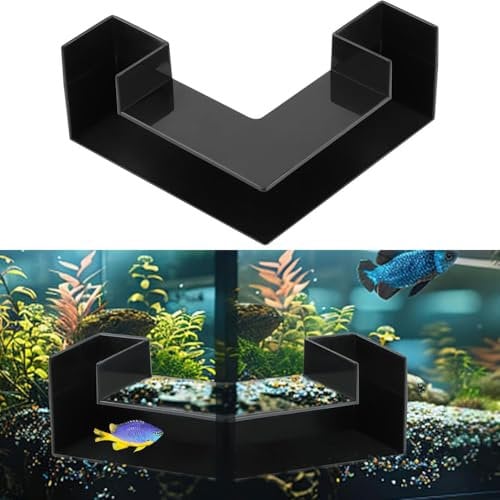 Srvauyea Aquarium Tunnel, Garnelenhöhle, Fischhöhle, Schwarz, Kunststoff, Aquarium-Ecktunnel, Garnelenhöhlen, Fischversteck, Minimalistisch