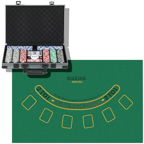SPORTNOW Pokerkoffer Pokerset, Poker Komplett Set mit 400 Chips, 11,5 Gramm, 2 Kartendecks, 5 Würfeln, Innenfächer, Dealer-Scheibe, Spielmatte, Aluminiumkoffer