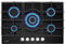 Plaque gaz 5 feux en verre noir - Brûleurs et grilles en fonte - 10 800 Watts encastrement 56x49 cm