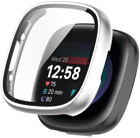 Custodia per Fitbit Versa 4, Difficile pc Case con Vetro Protettiva per Schermo, Anti-graffio, Anti-polver, Cover per Fitbit Sense 2