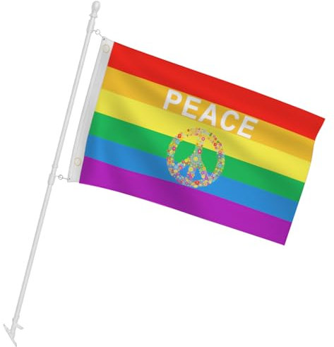 Bandiera della Pace 150x90cm – Bandiera Arcobaleno con Colomba e Occhielli – Simbolo di Unità e Armonia