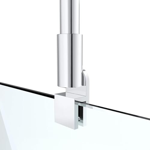Barre de fixation pour paroi de douche, Stabilisateur de douche carré en acier inoxydable, Pour barres de douche 300-450 mm Epaisseur du verre 6-10 mm, (Tubes ronds 300-450 mm)