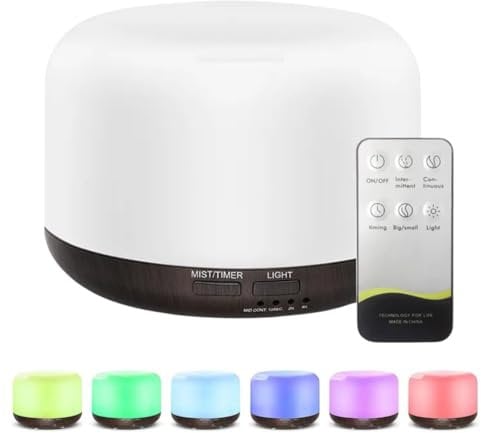 Diffuser 300ML for Essential Oils Ultrasonic Aromatherapy Air Humidifier Diffuser Purifier with Remote, Adjustable Mist Mode, Automatic Shut Off and 7 LED Lights for Home Office Sleep