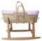 Couffin en osier naturel pour bébé avec base en bois - Fait à la main - Matelas inclus - Style nordique à rayures roses