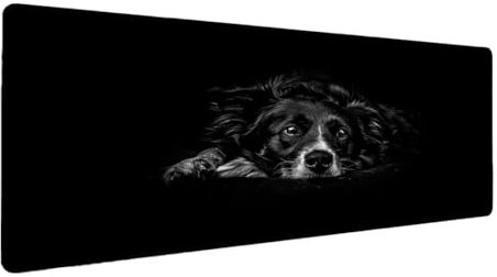 Gaming Mauspad XXL 1200x600x3mm, Schwarz Mauspad, Große Hund Schreibtischunterlage Tastatur Matte, rutschfeste Gummibasis Schreibtisch Matte, Genähte Kanten Mouse Pad Desk Mat Für Home Computer I-8