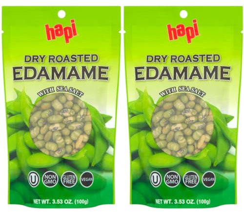 Dry Roasted Edamame with sea salt - Crunchy Plant-Based Protein Snack (2x100g)