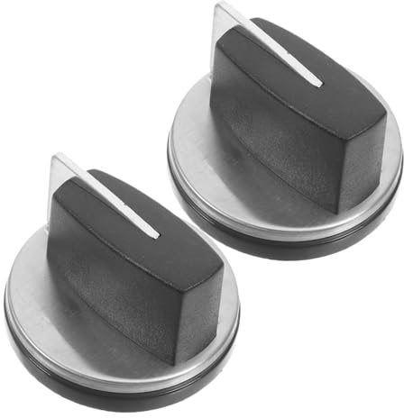 DIYEAH 2pcs Gas Stove Knobs Replacement Plastic Control Switches with Ignition Caps for Steam Oven and Gas Stove, Silver Colour, Easy Installation for Kitchen Use