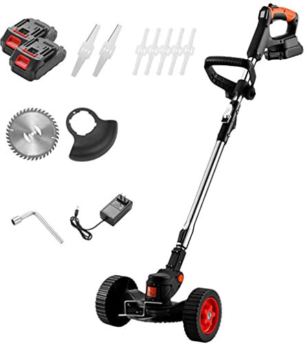 Tondeuse à Gazon électrique Manuelle, Tondeuse à Gazon sans Fil au Lithium avec Roues Amovibles et Affichage LED, Coupe-Herbe sans Fil 3 en 1, Tondeuse à Gazon Pliable multifonctionnelle