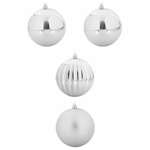 vidaXL Christmas Bauble Set 4 pcs Silver, Living Room Decor, Traditional Christmas Baubles, Modern Ornaments, Holiday Tree, Elegant Seasonal Decorations
