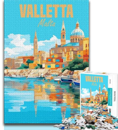Valletta Malta Puzzle für Teenager, 1000 Teile, Lernspiele, Wanddekoration, einzigartige Geburtstags, 38x26cm