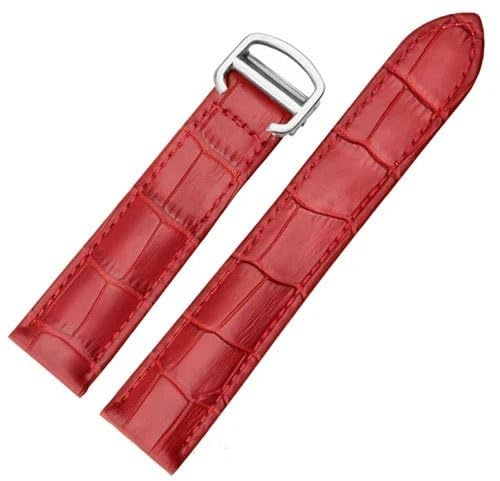 YOLIONU Lederarmband Für Cartier Tank Solo Fashion Armband(Red-silver,20mm)