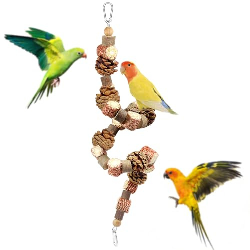 Sitzstangen für Vögel, 80cm Wellensittiche Spielzeug, Holz Vogel Zubehör für Käfig Sitzstangen für Wellensittiche Spielzeug für Nymphensittich und Papagei Formbare Drahtverstärkung