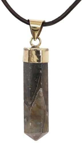 GURU SHOP Hexagon Anhänger, Edelsteinanhänger, Kristallspitze, Onyx/gold
