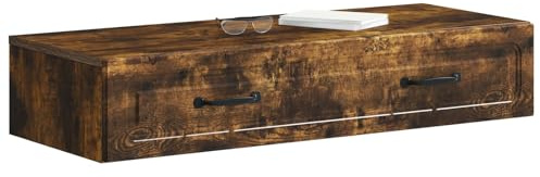vidaXL Wandmontierter Beistelltisch Geräucherte Eiche Holzwerkstoff, Moderner Wohnungsstauraum, vielseitiger Schrank, rechteckige Bücherregale, platzsparender Organizer für Zuhause