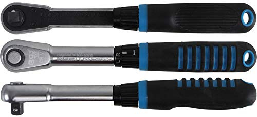 BGS 355 | Einhand-Umschaltknarre mit Drehschalter | 6,3 mm (1/4) | feinverzahnt | ergonomisch | rutschfest | gekröpft | Knarre | Ratsche