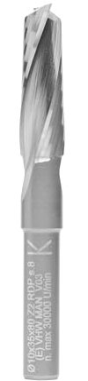 ENT 10032 Spiralnutfräser Premium VHW, Schaft (S) 8 mm, Durchmesser (D) 10 mm, NL 35 mm, GL 80 mm