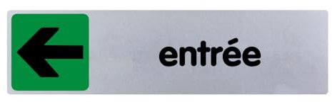 Plaquette de porte Entrée flèche gauche - couleur 170x45mm - 4032887